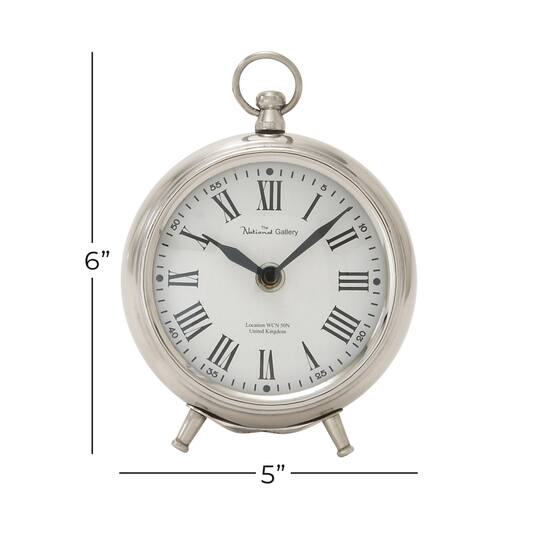 6" Silver Stainless Steel & Aluminum Round Clock